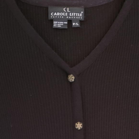 VTG EUC Carole Little Black Acrylic/Wool Blend Dress. Size P/L. - Picture 3 of 4